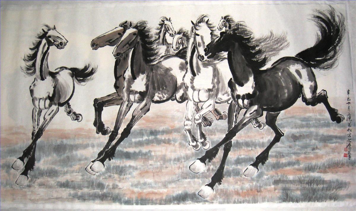 Xu Beihong running pferde 2 Chinesische Kunst Ölgemälde